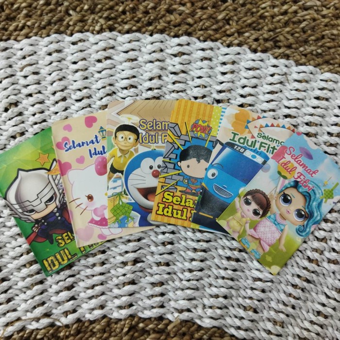 Isi 10 pcs Amplop Angpau Lebaran - AC 02 - Gambar Anak dan masjid - Amplop Kartu uang pitrah fitrah pemberian bingkisan lebaran idul fitri untuk uang kertas pecahan koin