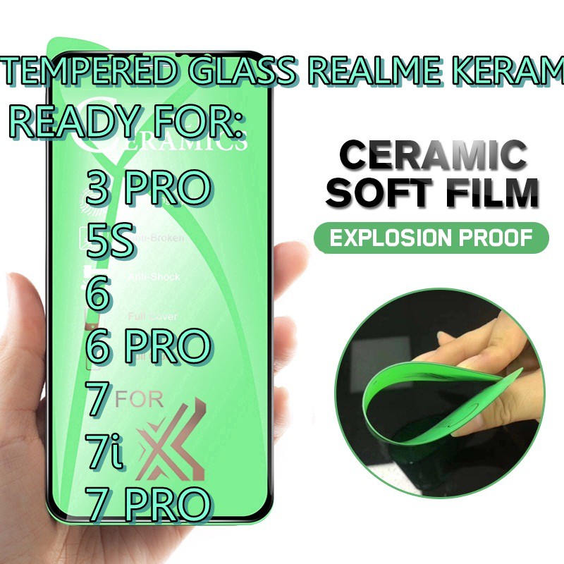 Anti Gores Tempered Glass Realme 2 3 Pro 5 5+ Plus 5i 5s 6 7 7i 8  KERAMIK CERAMIC LENTUR ANTI PECAH