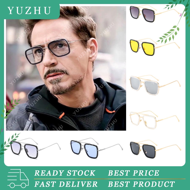 (YUZHU) Bayar Di Tempat Kacamata Fashion Pria Anti Uv Tony Stark Kacamata Hitam