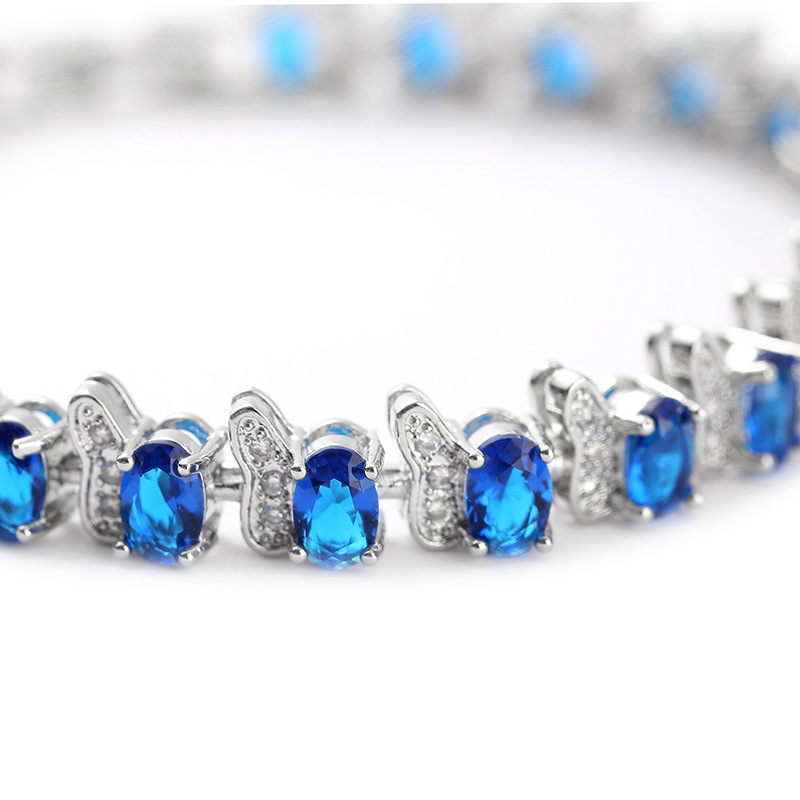 [Ready Stock]Fashion Luxury Micro-Inlaid Diamond Colored Gem Bracelet