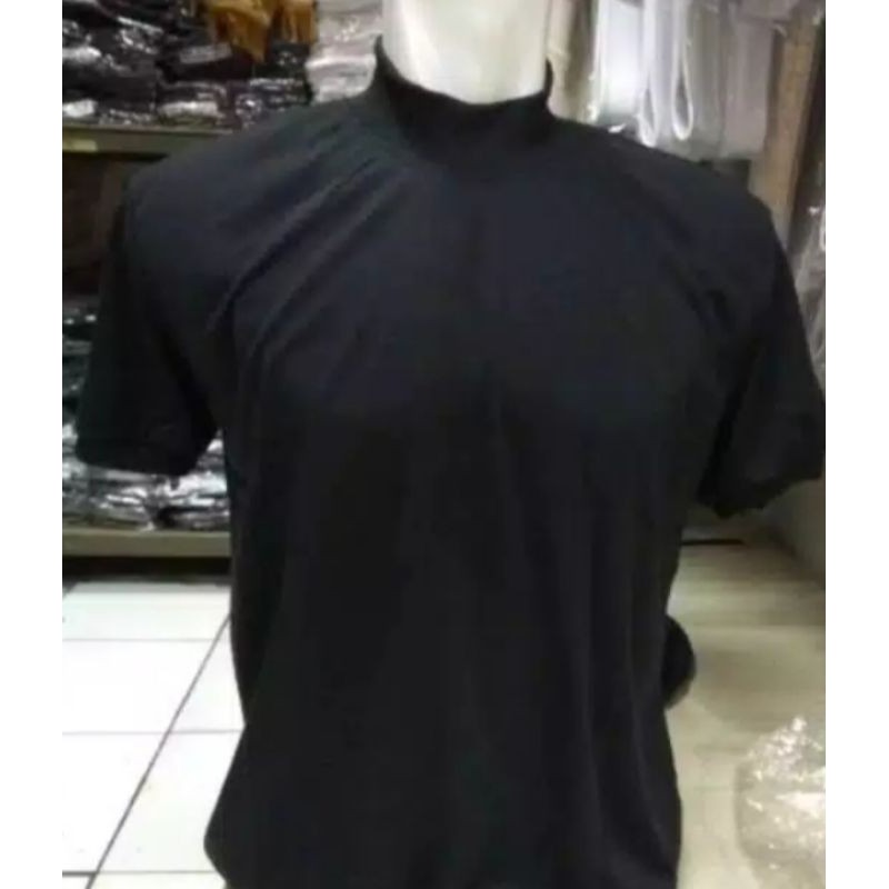 kaos hitam polos leher tinggi utk satpam