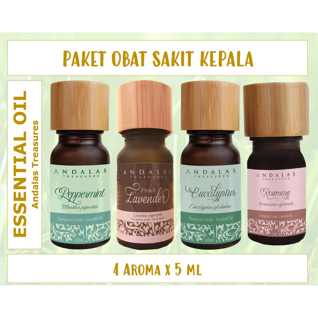 Paket OBAT SAKIT KEPALA; 5 ml x 4 Essential Oils 100% Minyak Atsiri