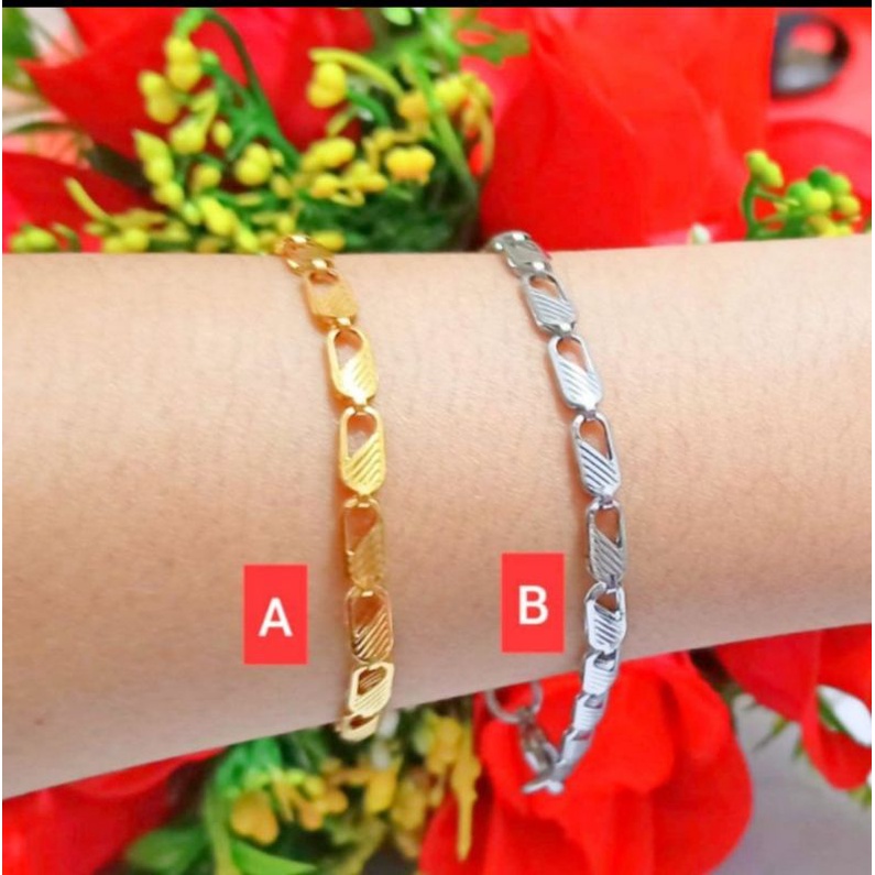 *COD* Gelang TITANIUM Rantai Pria wanita Gold&amp;Silver TIDAK LUNTUR, TIDAK KARAT