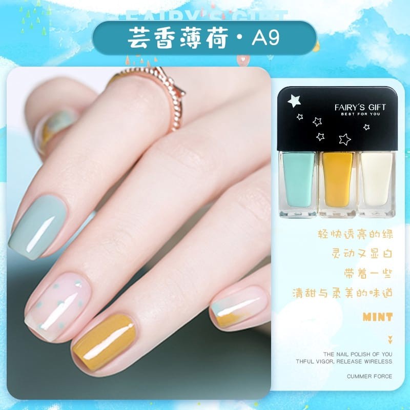 (COD) Kutek 3 In 1 Halal Kuteks 3 Tone Korea Cat Kuku Nail Art MALL SHOPPING