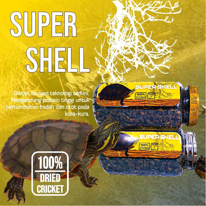 Pakan Kura-kura Super Shell Jangkrik Kering Kura Brazil Kura Ambon Tortoise AST IKANESIA