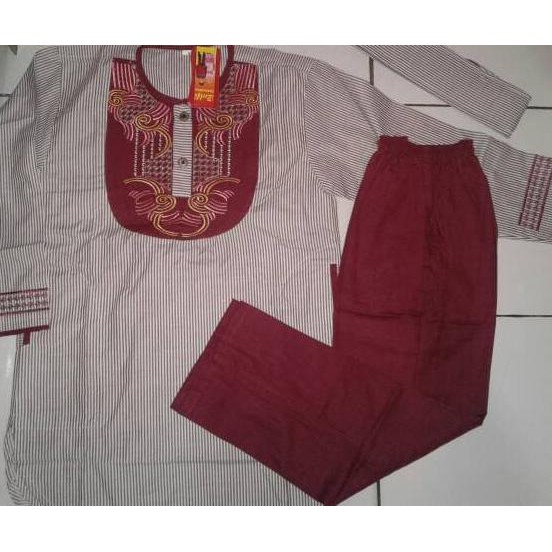 Baju koko pakistan anak motif garis