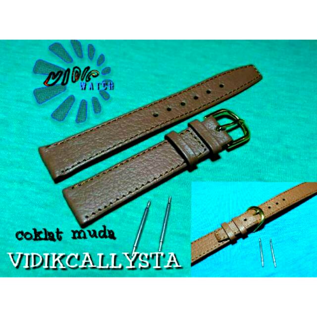 STRAP GENUINE LEATHER BROWN 12 14 16 18 20 TALI KULIT JAM MOTIF COKLAT