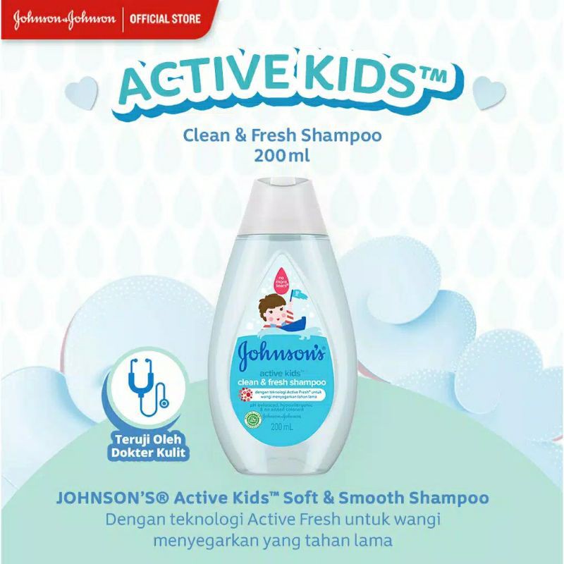 Johnson's Active Kids Clean Fresh Shampoo 100ml 200ml - Johnson Shampo Anak