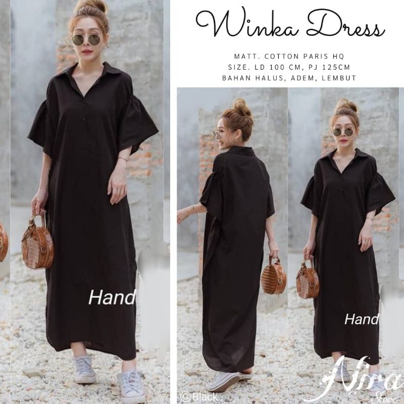 WINKA DRESS MAXI COTTON PARIS HQ SIZE LD 100CM PJ 125CM BAHAN HALUS ADEM LEMBUT