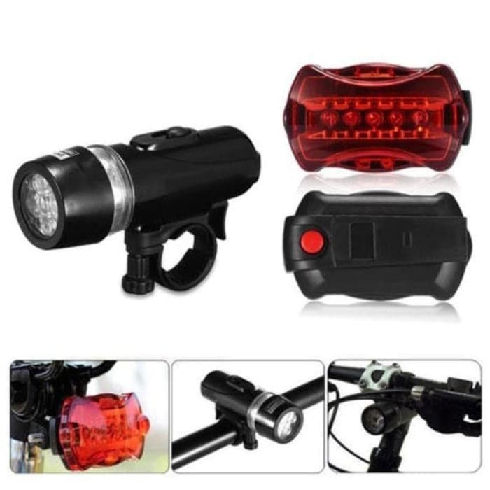 BISA COD!!! POWER BEAM LAMPU SEPEDA DEPAN DAN BELAKANG 1 SET LED BERKUALITAS