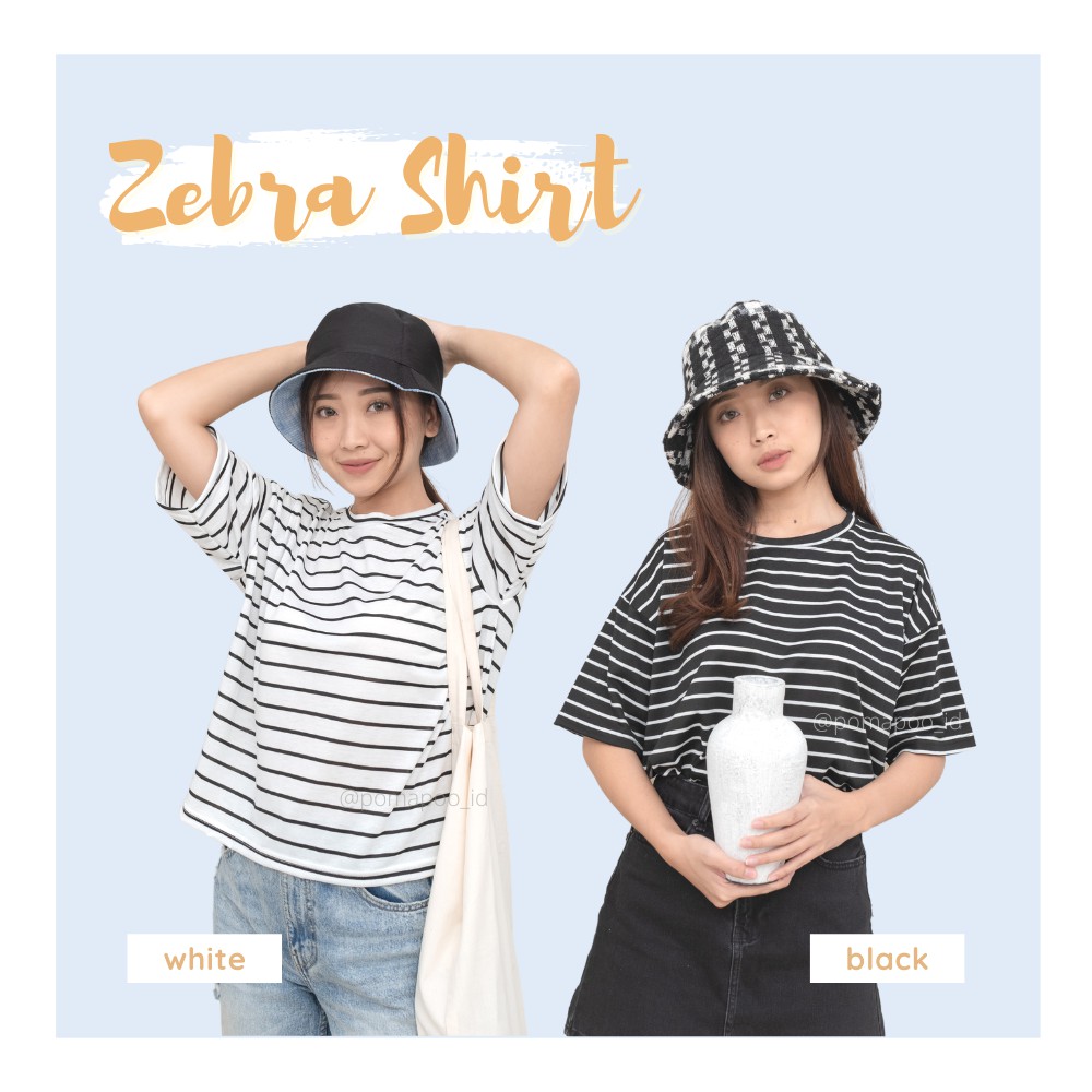 POMAPOO - Kaos Fashion Wanita Kaos Zebra Oversized Shirt Set