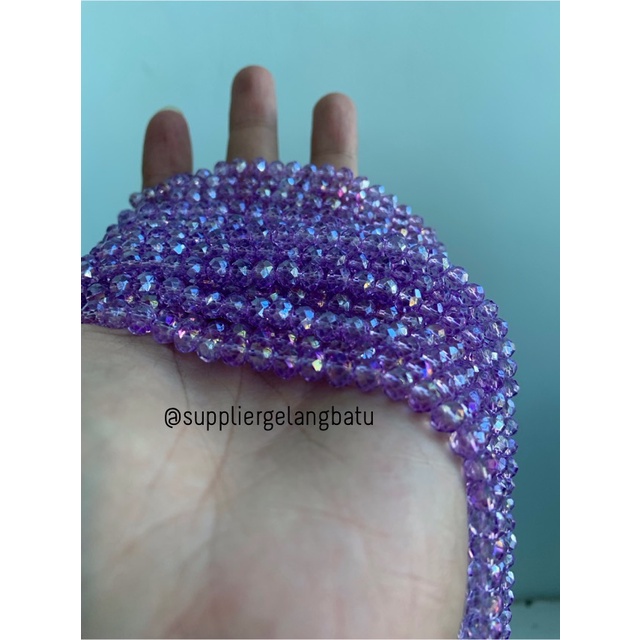 Crystal Ceko 6mm PURPLE QUARTZ ungu bening manik bakpao rondele craft