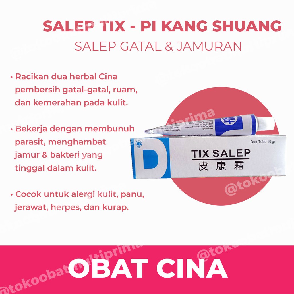 Salep Tix Pi Kang Shuang 10 gram - Obat Kulit Gatal Jamur Kurap Panu Kudis Ruam Selangkangan