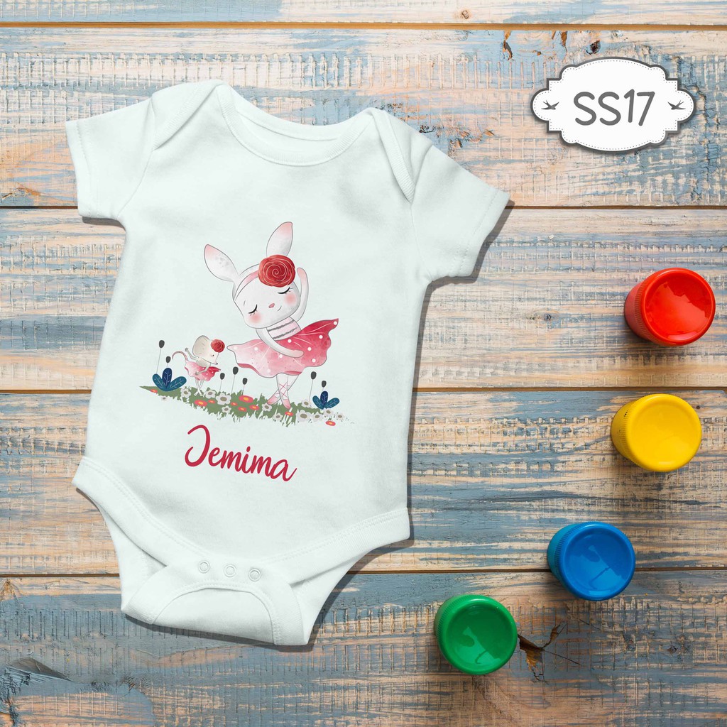 Jumper Baby Girl boy newborn Cute Rabbit Bunny Ballet Cute Animal Series Custom name nama bebas