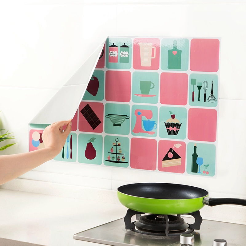 Kitchen Anti-oil Wall Stickers / Heat Resistant  Self-adhensive Wall Stove Aluminum Foil Wall stickers