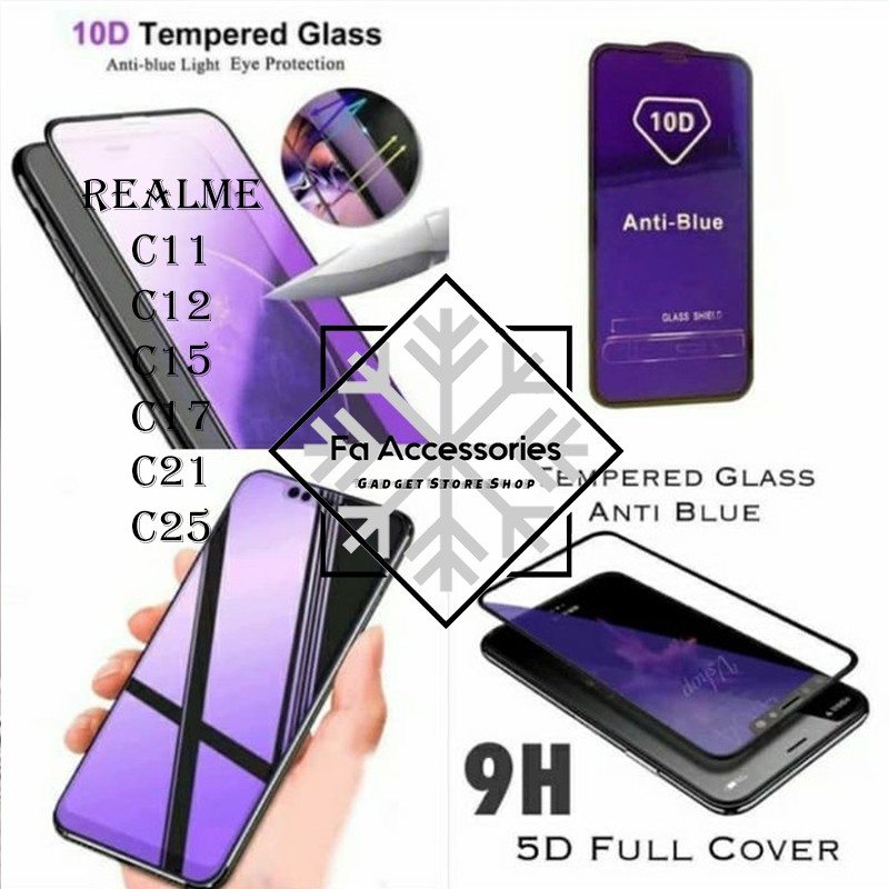 Tempered Glass Bluray Anti Blue Light Full 10D 99D Realme C11 C12 C15 C17 C20 C21 C25 C30 C31 C35 C33 C21Y C25S C30S C55 NFC Y S