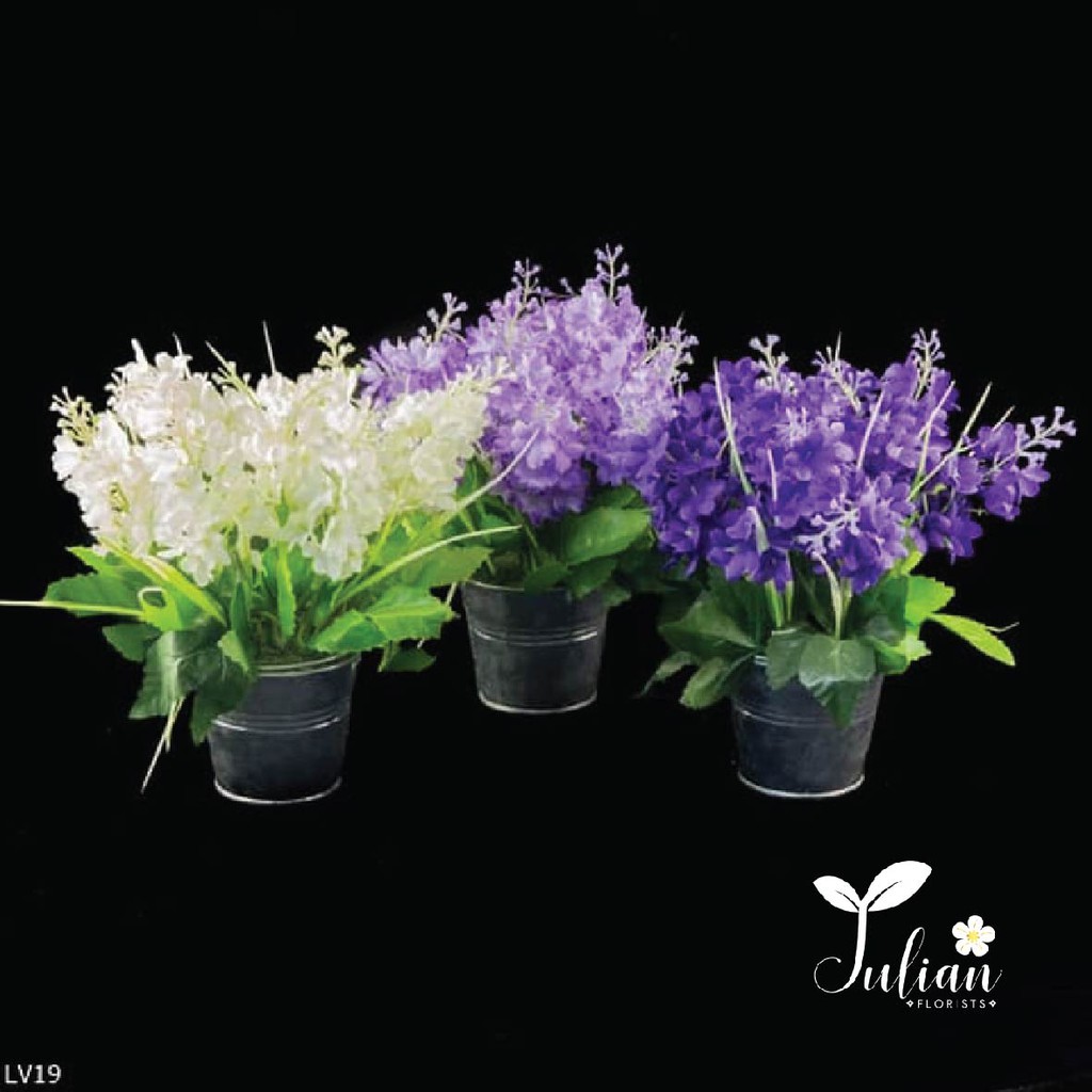 LV19 Buket Bunga Lavender Vas Ember Shabby Chic/ Bunga Lavender/ Bunga Hias/ Bunga MejaP