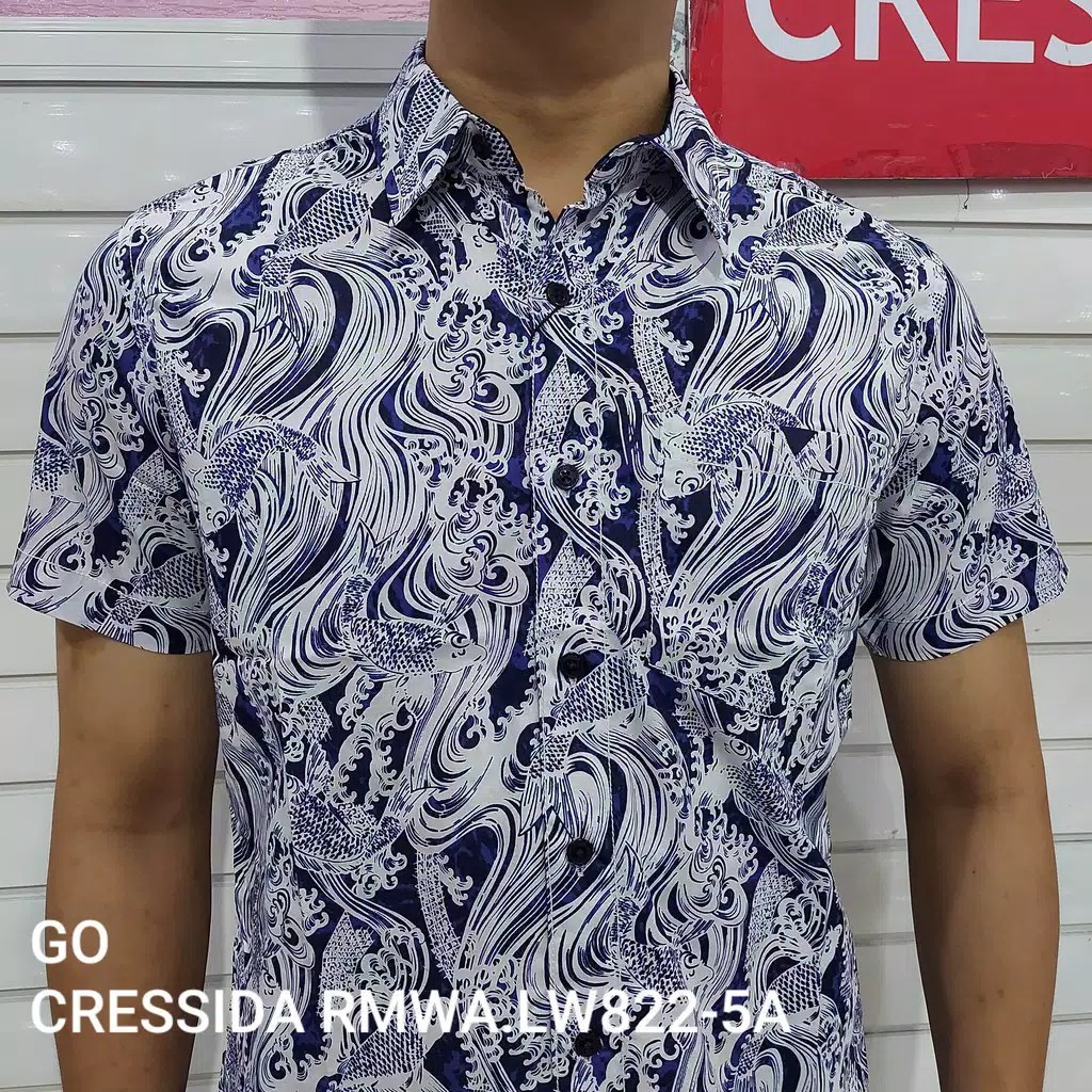 BB CRESSIDA KEMEJA PRIA BATIK SLIMFIT Kemeja Casual Kemeja Lengan Pendek