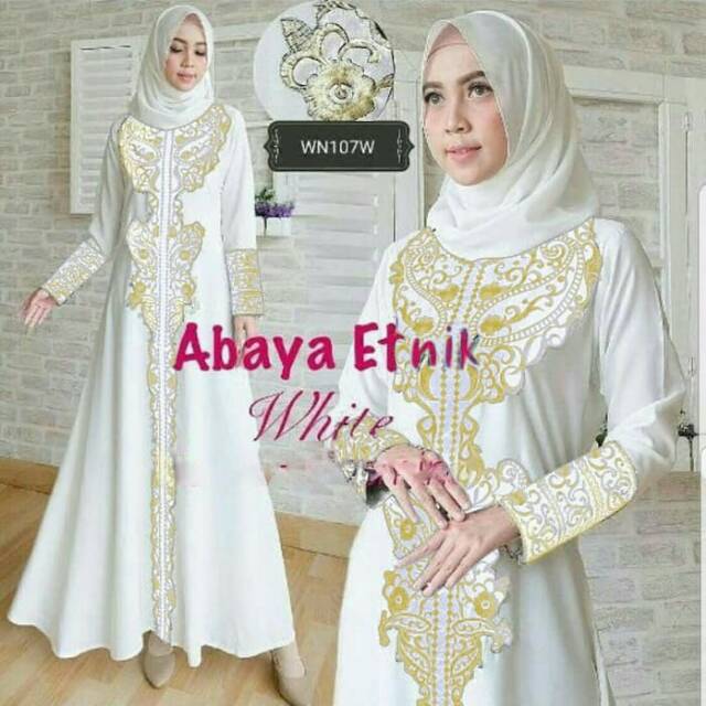 dress hijab abaya hitam putih