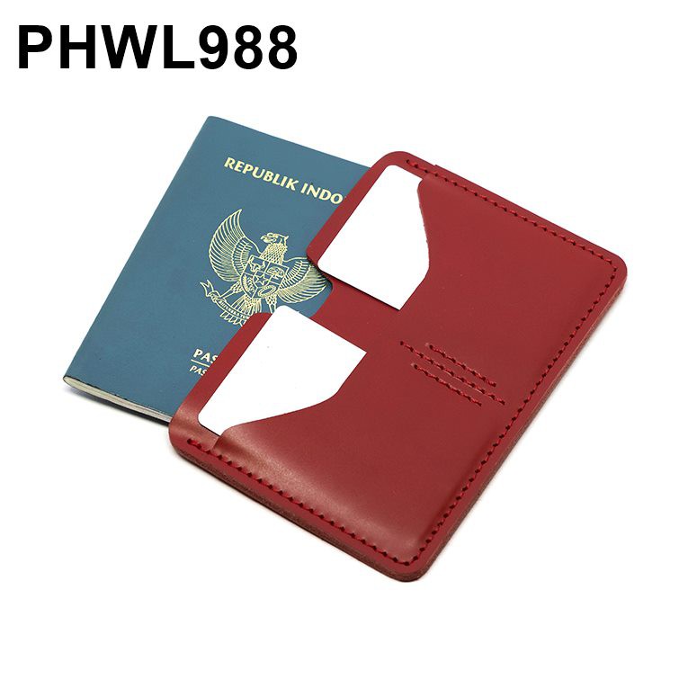 dompet passport simpel kulit sapi asli passport cover merah - PHWL988