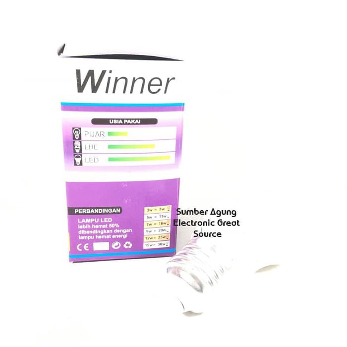 Bolam Lampu LED 5W Winner 6500K Terang Cahaya Putih Berkualitas