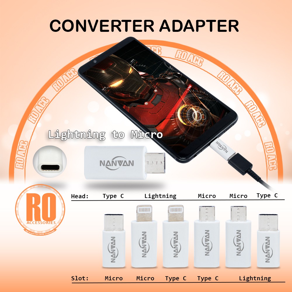 [RO ACC] NVN-C1 NANVAN SAMBUNGAN KONEKTOR CONVERTER LIGHTING USB TO MICRO USB