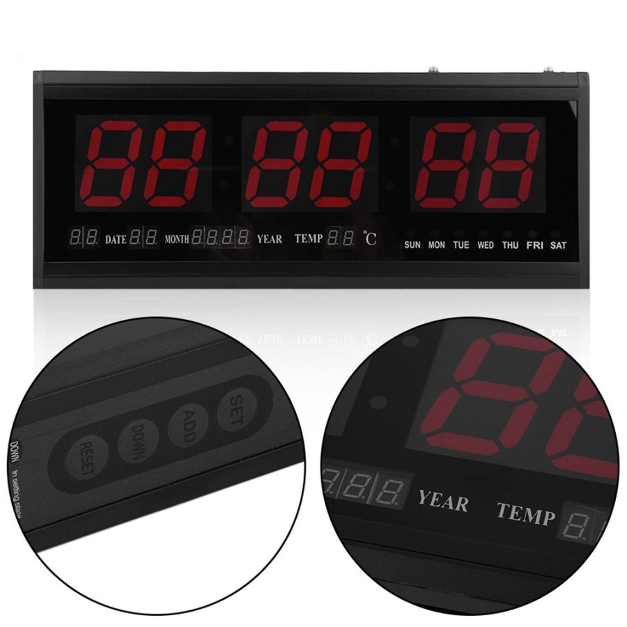 Sonifer Jam Dinding Digital Besar LED Clock SMS-4819 Red