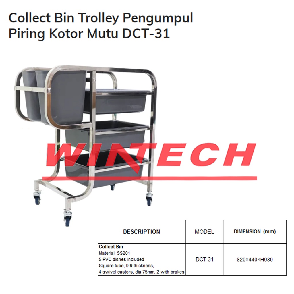 DCT-31 Collect Bin Trolley Pengumpul Piring Kotor