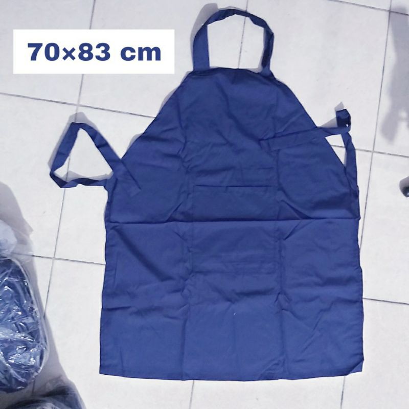 APRON PANJANG KATUN BIRU TUA