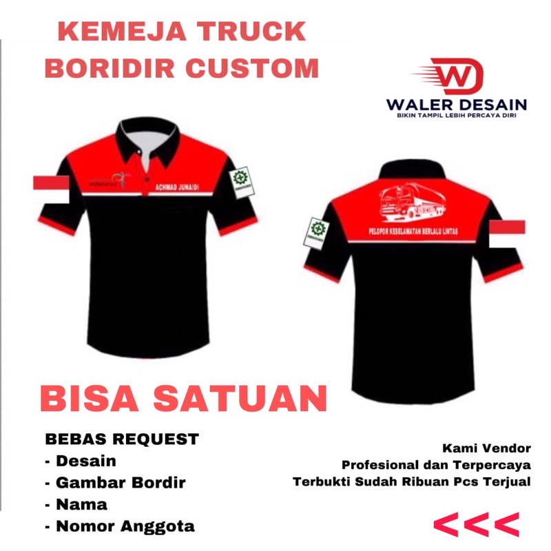 Jual Kemeja Bordir Custom Bisa Satuan Komunitas Supir Truck Bus Haice Pariwisaya Pdl Pdh