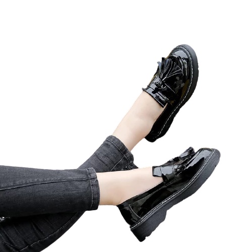 fakhrieshop- SEPATU LOAFERS '' STELLA '' PREMIUM BLACK GLOSY 907