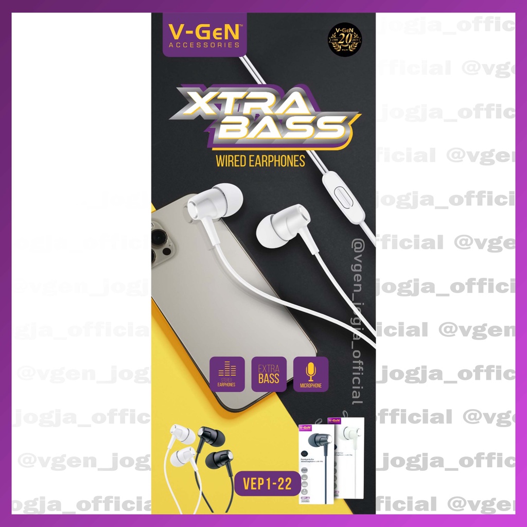 Handsfree V-GeN VEP1-22 Wired Earphone Headset Premium Sound VGEN