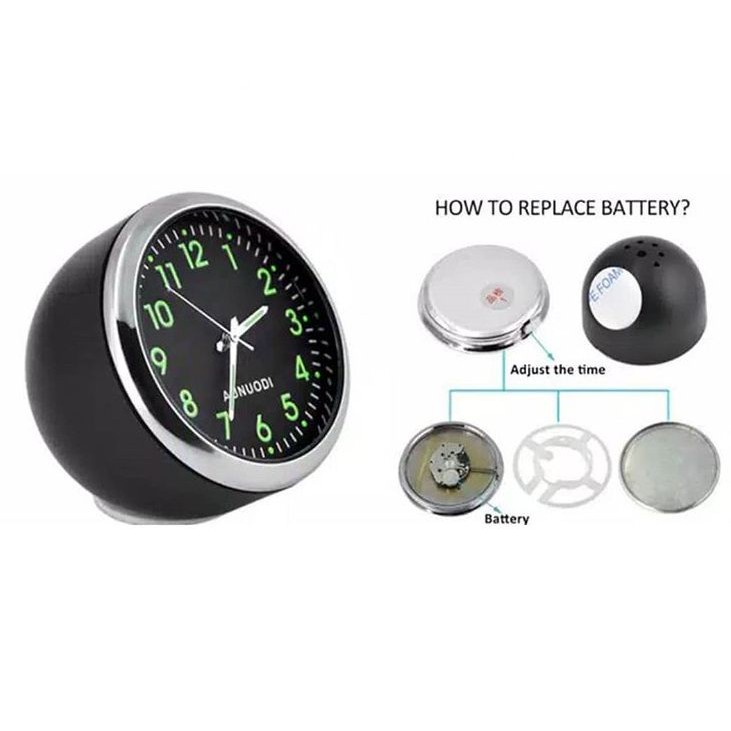 [BISA COD] Jam Analog Dashboard Kisi Ac Mobil Quartz Pajangan Interior Car Clock Glow In The Dark Manual Klasik Classic