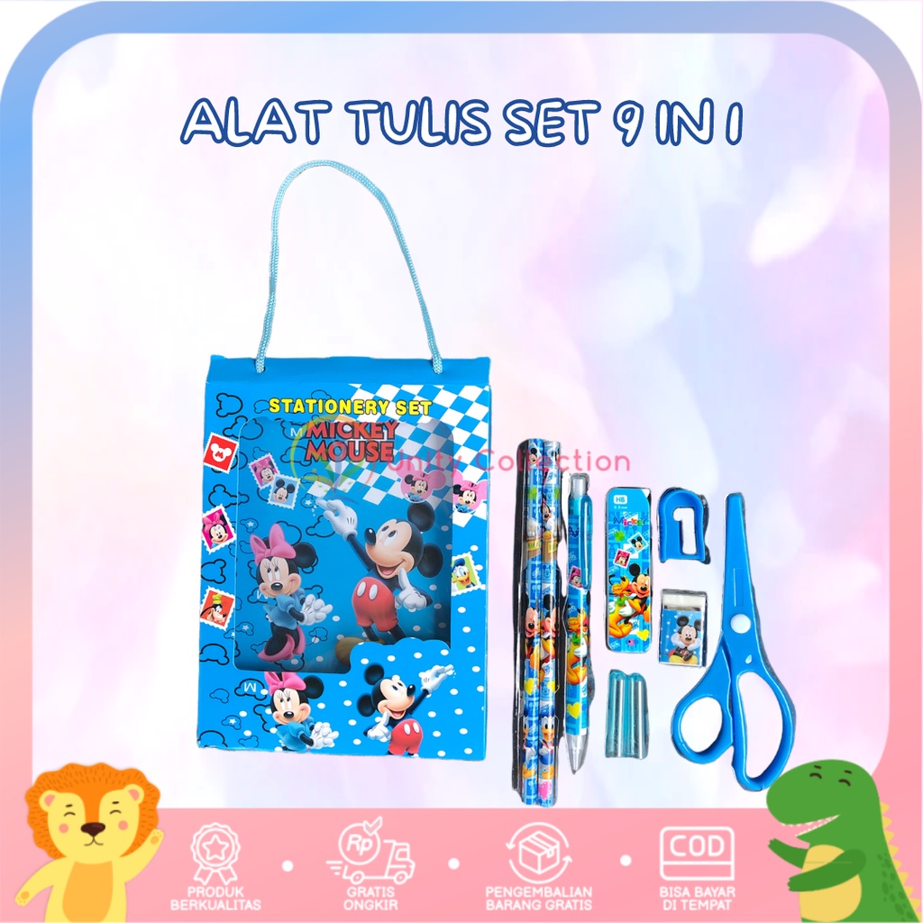 

Stationery Set 9 in 1 Medium Alat Tulis Sekolah Anak Gunting Pensil