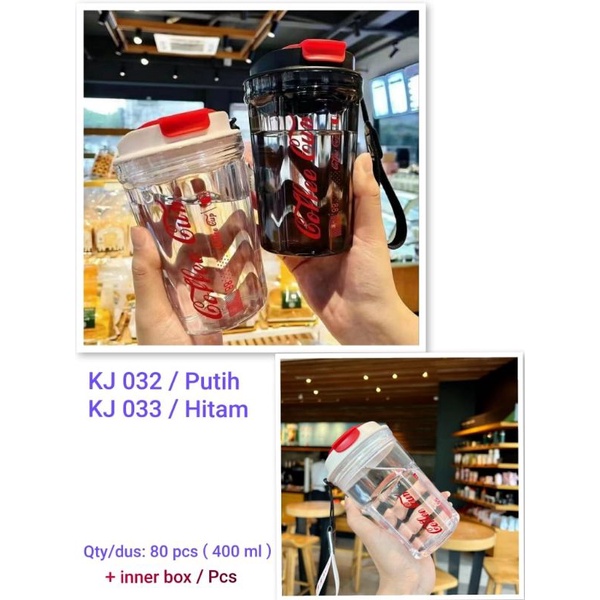 KJ032 KJ033 Coffee Cup Gelas Tumbler Plastik 400ml / Tumbler Kopi Travel/ Botol air minum