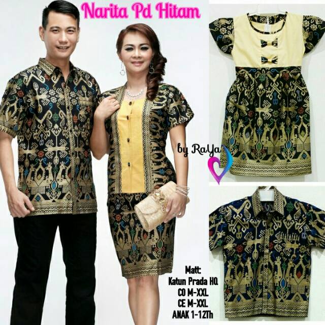Sarimbit batik couple kebaya NARITA PENDEK rok blus pendek Seragam keluarga