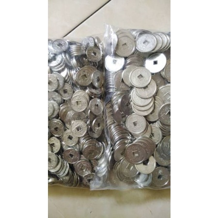 Koin cina emas plastik 2.5 cm hiasan imlek parcel Hampers per 25 - 100 pcs