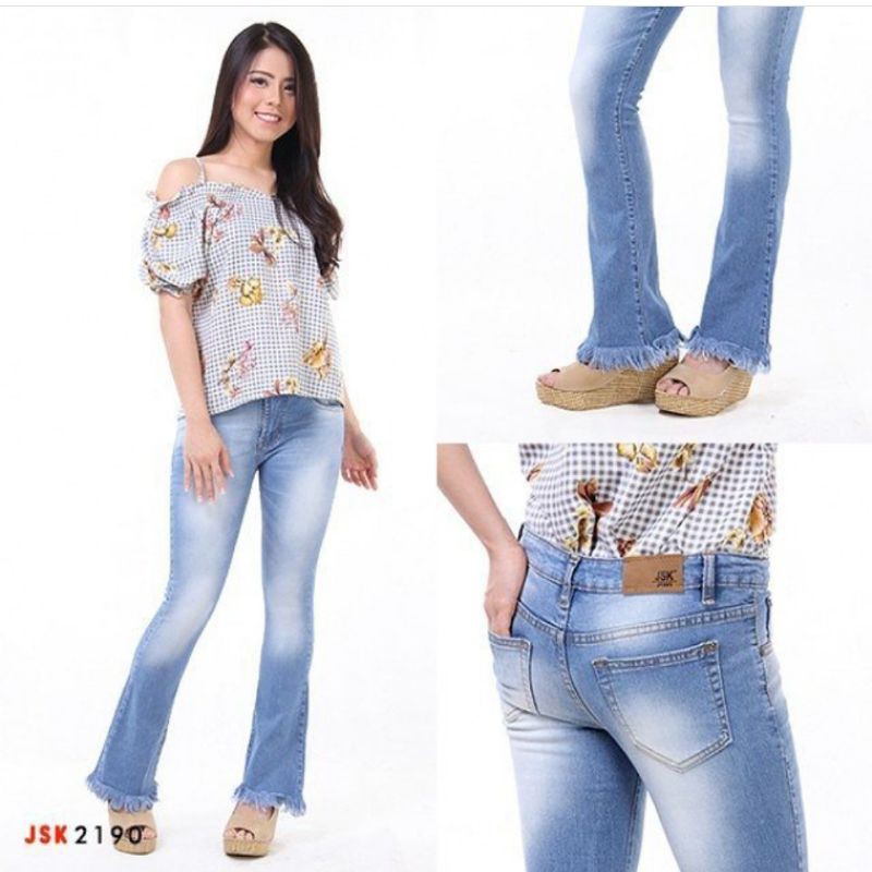 Celana Panjang Cutbray Rumbai Jeans Wanita Denim JSK Jeans Celana Trendy Import Original Denim Jeans