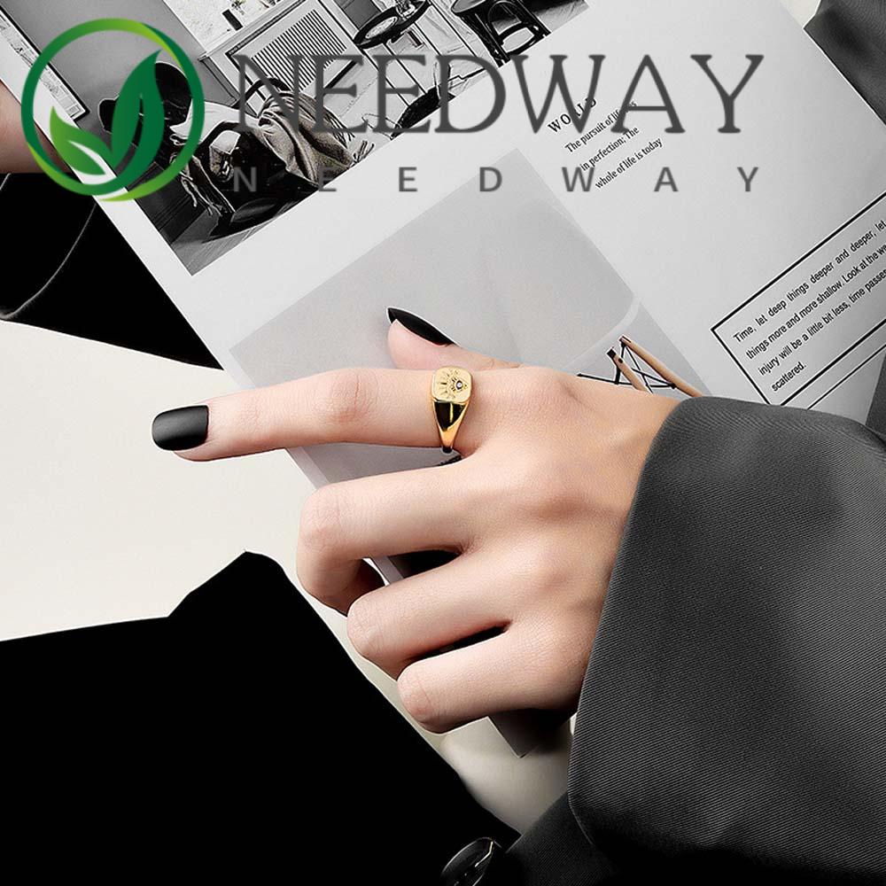 Needway  Temperament Finger Rings Girls Copper Open Ring Women Geometric Diamond Personality European and American Fashion Jewelry/Multicolor