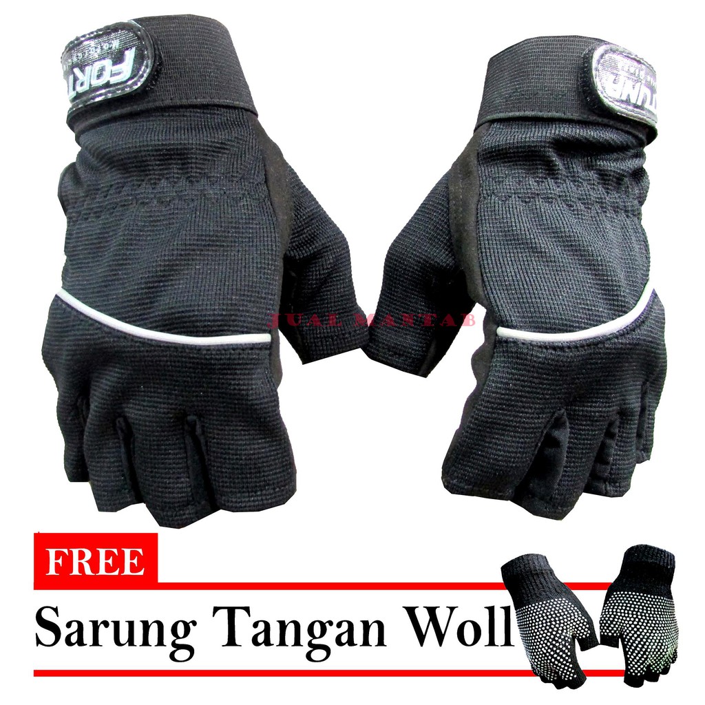 Sarung Tangan Motor Aksesoris Pengendara Motor Merk Fortuna Free Sarung Tangan WOLL Half Pendek Sarung Tangan Bikers l Ridding l Touring All Size Dewasa l Pria l Wanita Motorcycle Glove Export Quality Murah