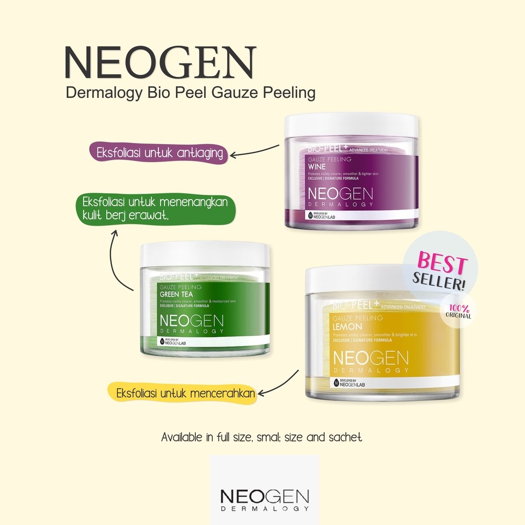 NEOGEN Dermalogy Bio Peel Gauze Peeling Green Tea Lemon Wine 1 Pad Sachet Ecer BPOM (VIC)