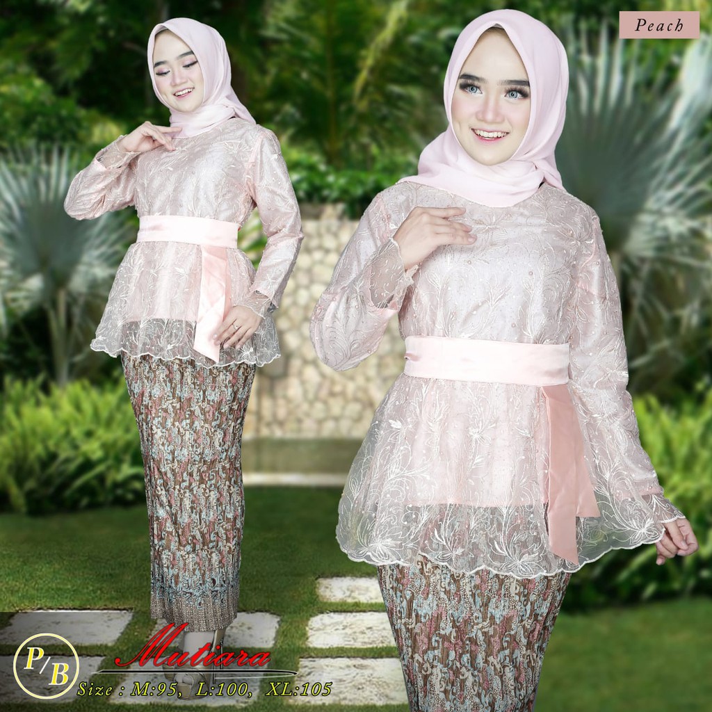 NEW ARRIVAL - kebaya mutiara - set kebaya tulle import - pakaian modern wanita kekinian dan modis