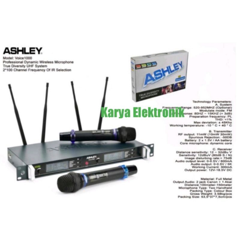 MIC WIRELESS AHLEY VOICE1000 MIC WIRELESS ASHLEY V 1000 ORIGINAL MIC ASHLEY  VOICE1000