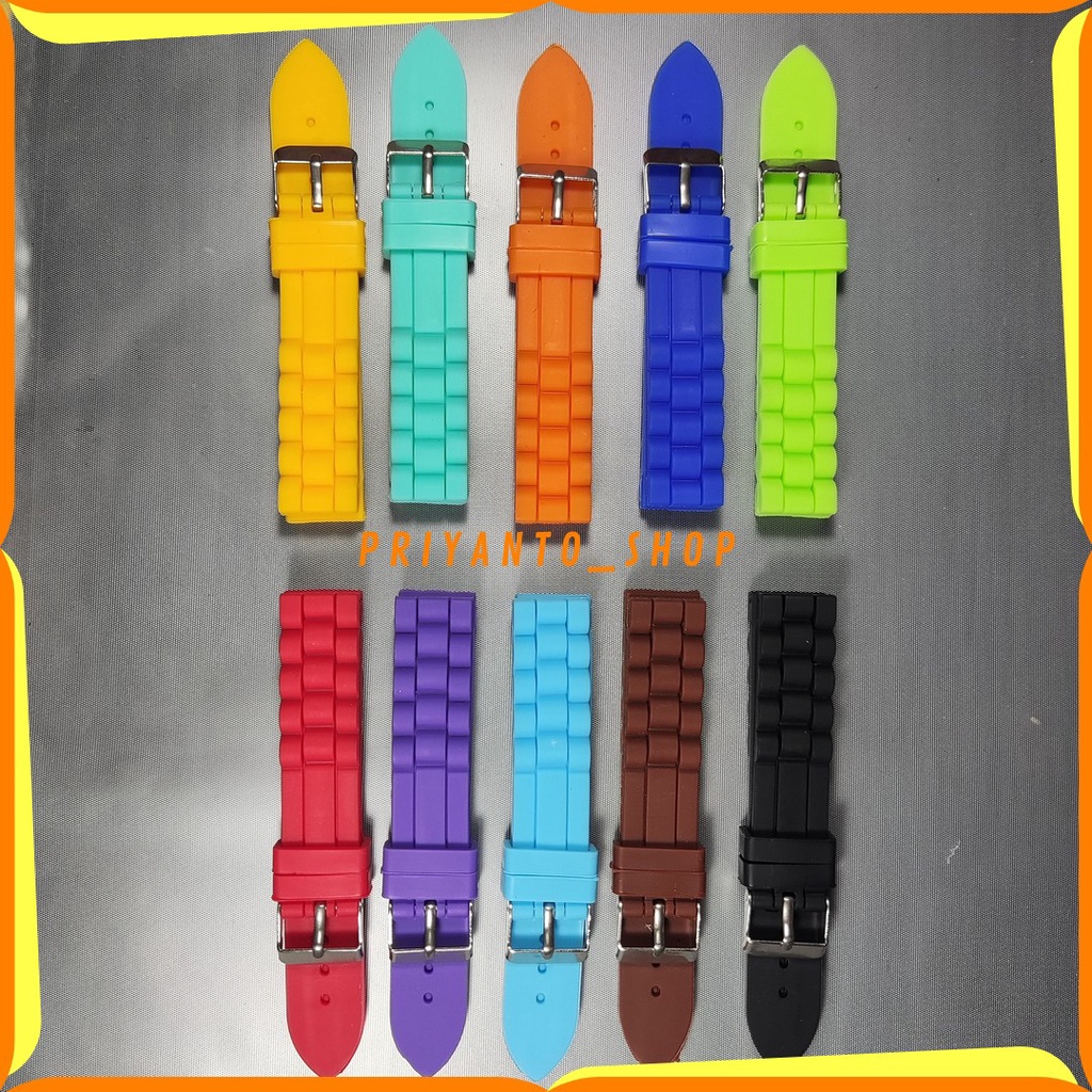 Tali Karet Jam Tangan Strap Rubber silicone 18mm warna bagus