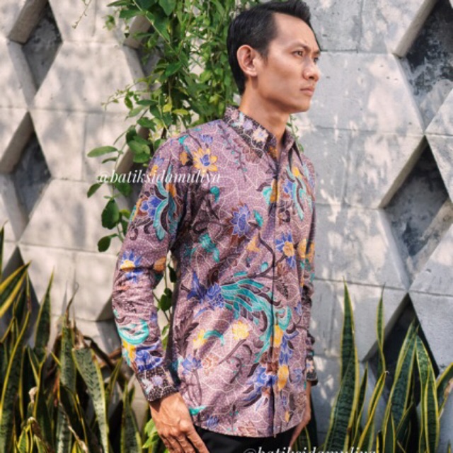 Sidamuliya Batik Kemeja Pria Slimfit Premium Wood Phoenix Lengan Panjang