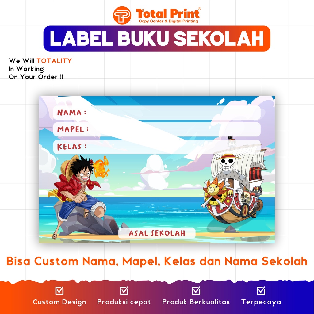 Jual STIKER NAMA BUKU SEKOLAH CUSTOM / LABEL BUKU SEKOLAH CUSTOM