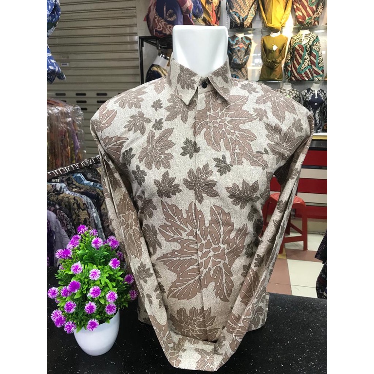 Kemeja Batik Solo Pria Lengan Panjang Daleman Full Furing Terbaru