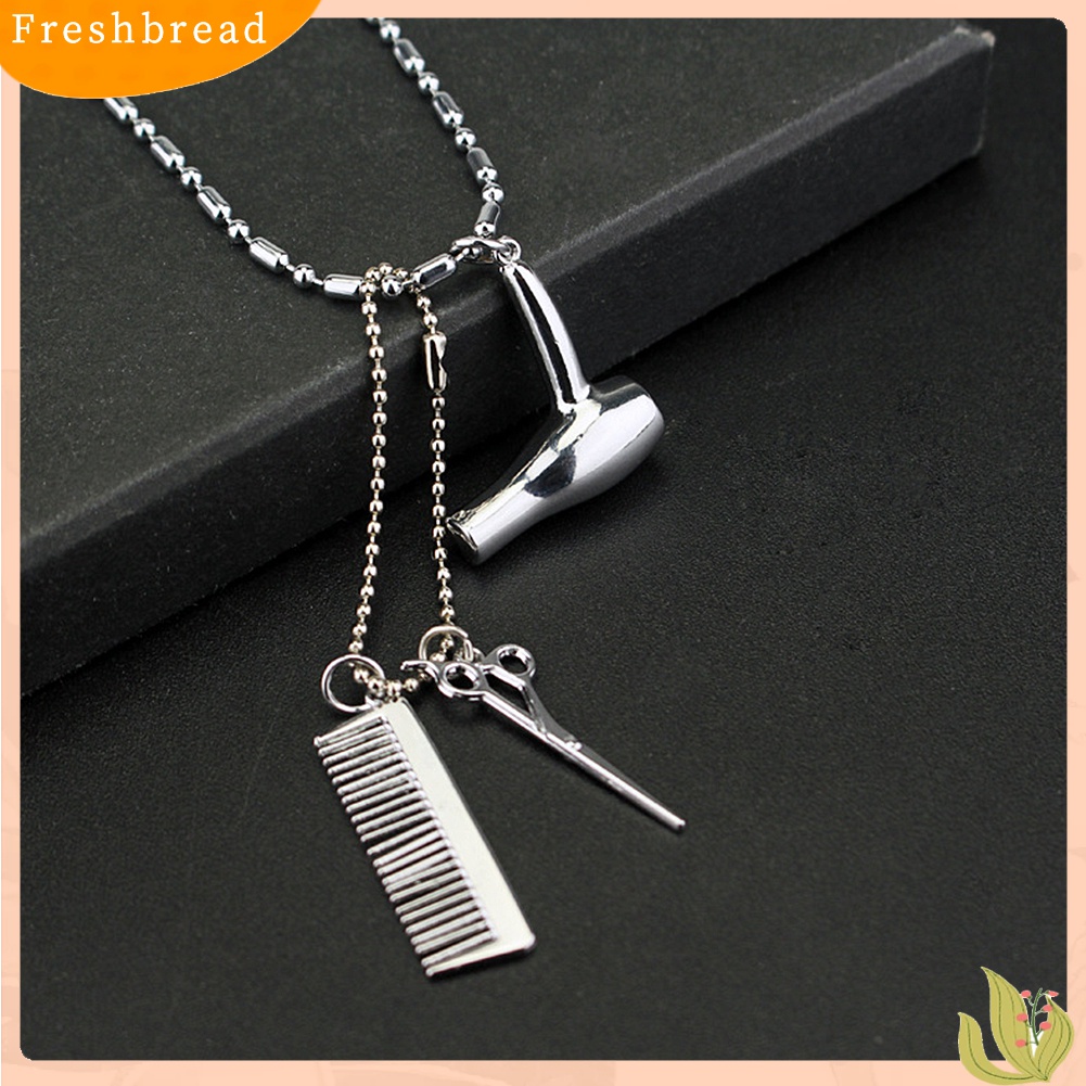 [TERLARIS]Unisex Hair Dryer Scissors Comb Pendant Chain Necklace Barber Kit Hairdresser Gift