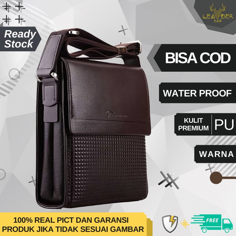 Tas Selempang Kulit Pria Terbaru 2021 Original Kangaroo Kingdom Premium Warna Coklat / Tas Bahu Cowo