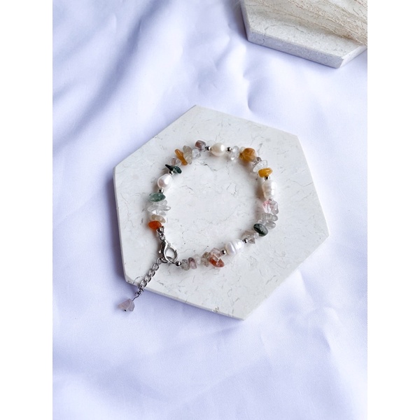 Gelang Batu Alam/Gelang Batu Pecah/Gelang Mutiara/Gelang Wanita Korea/Gelang Etnik Simpel-Citrine (Pm)